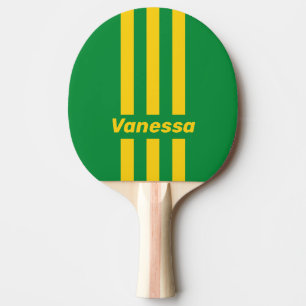 Retro Tropische Palme Drei Pin Streifen mit Namen Tischtennis Schläger