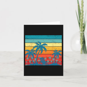 Retro tropische Palmen und Sonnenuntergang Strand Karte