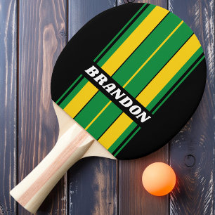 Retro Tropische Palmwedel Streifen mit Namen Tischtennis Schläger