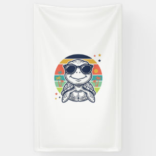 Retro-Tropische-Sch Schildkröte-Sonnenbrille-Stran Banner