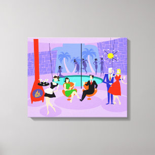 Retro Tropischer Cocktail Party Canvas Print Leinwanddruck