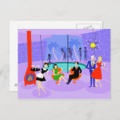 Retro Tropischer Cocktail Party Postkarte (Vorne/Hinten)