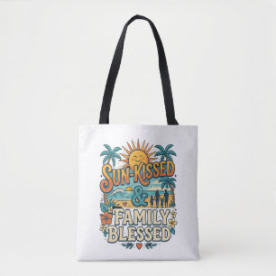 Retro-Tropischer Familienurlaub & Strandtreffen Tasche