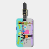 Retro tropischer Ferien-Gepäckanhänger Gepäckanhänger (Vorderseite vertikal)