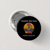 Retro-Tropischer Fruchtsmoothie-Shop Saftbar Button (Vorne & Hinten)