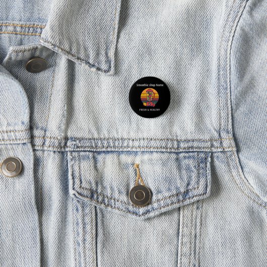 Retro-Tropischer Fruchtsmoothie-Shop Saftbar Button (Beispiel)