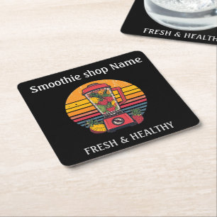 Retro-Tropischer Fruchtsmoothie-Shop Saftbar Rechteckiger Pappuntersetzer
