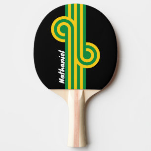 Retro-Tropischer Palmwedel-Loop mit Namen Tischtennis Schläger