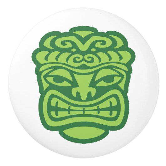 Retro Tropischer Tiki Strand Keramikknauf (Vorderseite)