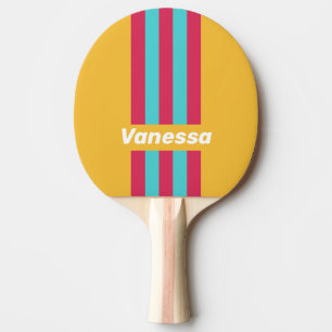 Retro Tropischer Wind Pin Streifen mit Namen Tischtennis Schläger