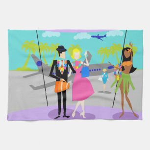 Retro tropisches Ferien-Geschirrtuch Handtuch