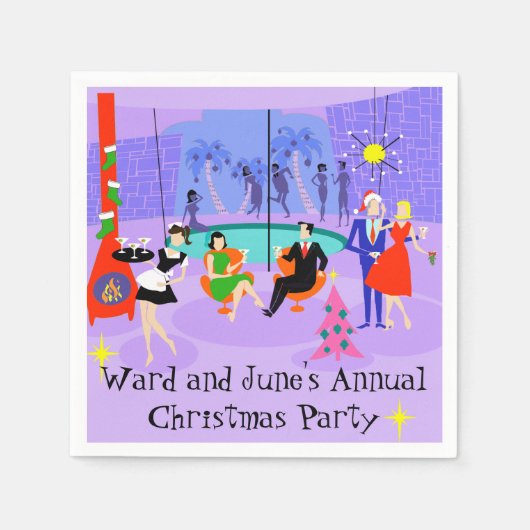 Retro Tropisches Weihnachtsfest Party Einweg Napki Serviette (Vorderseite)