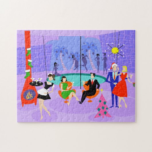 Retro tropisches WeihnachtsParty-Puzzlespiel Puzzle (Horizontal)