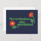 Retro Trotzdem beharrte sie auf Red Poppy Postkarte (Vorne/Hinten)