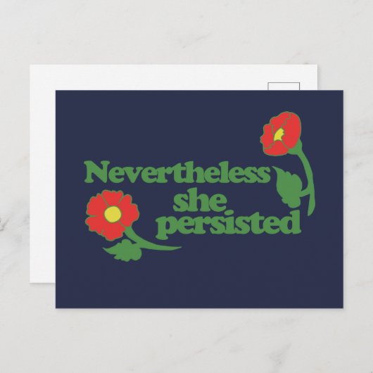 Retro Trotzdem beharrte sie auf Red Poppy Postkarte (Vorne/Hinten)