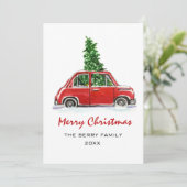 Retro Truck Aquarell Weihnachtskarte (Stehend Vorderseite)