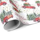 Retro Truck und Auto Weihnachtsbaumen Geschenkpapier (Rolleneckpunkt)
