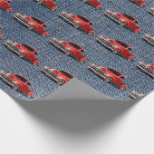 Retro Trucks auf Blue Jean Denim Geschenkpapier (Ecke)