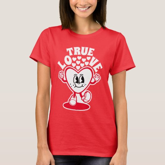 Retro True Love Heart Red Valentine's Day T-Shirt (Vorderseite)