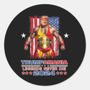 Retro Trump Funny Wrestling Meme Trumpamania 2024 Runder Aufkleber