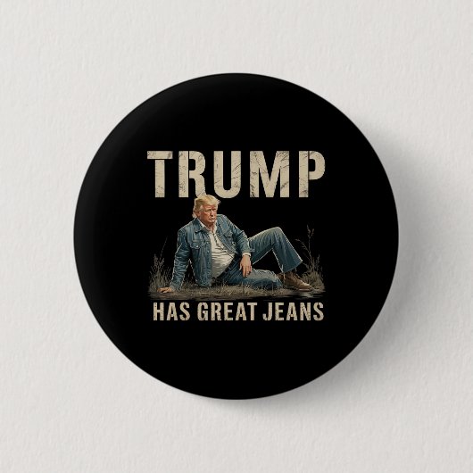 Retro Trump hat großartige Jeans Meme Button (Vorderseite)