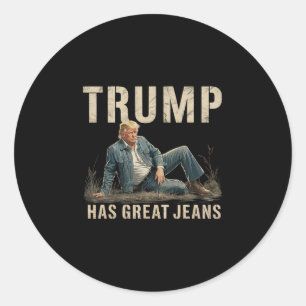 Retro Trump hat großartige Jeans Meme Runder Aufkleber