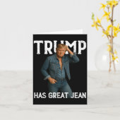 Retro Trump hat große Jeans Meme Karte (Gelbe Blume)