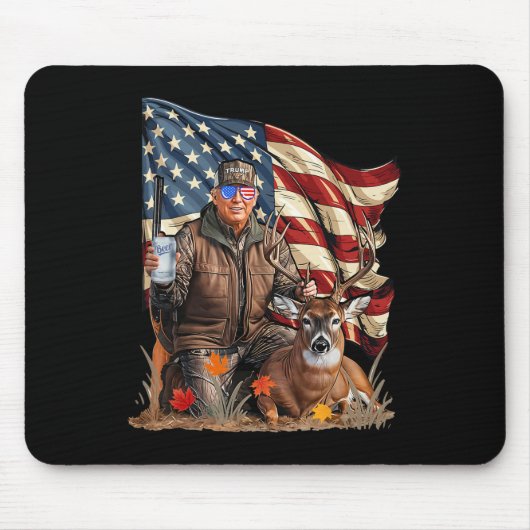 Retro Trump Jagd auf Hirsch Funny Beer Drink Bier Mousepad (Vorne)