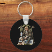 Retro Trump Jagd auf Hirsch Funny Beer Drink Bier Schlüsselanhänger (Vorderseite)