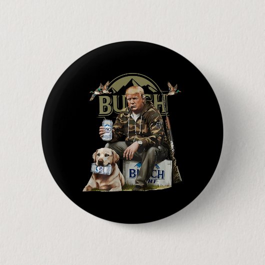Retro Trump Jagd Hirsch Funny Drink Beer Hunti Button (Vorderseite)