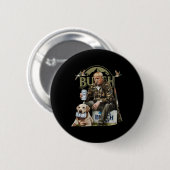 Retro Trump Jagd Hirsch Funny Drink Beer Hunti Button (Vorne & Hinten)