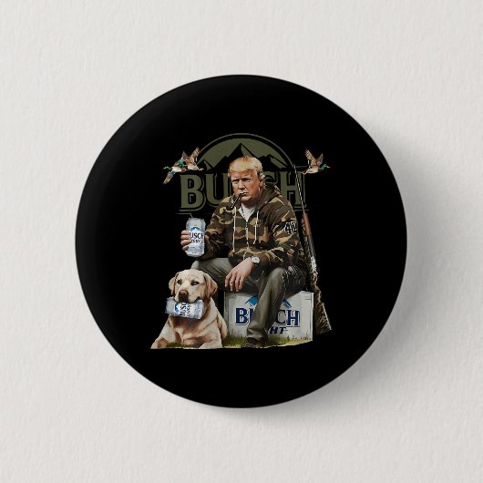 Retro Trump Jagd Hirsch Funny Drink Beer Hunti Button (Vorderseite)