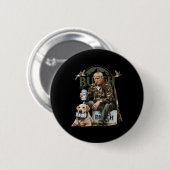 Retro Trump Jagd Hirsch Funny Drink Beer Hunti Button (Vorne & Hinten)