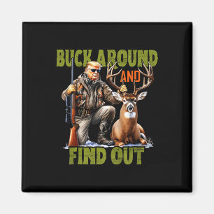 Retro Trump jagt Hirsch Tarndruck Lustig um den he Magnet