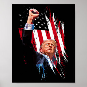 Retro Trump stellt US-Flagge vor Mega-Wahl Poster