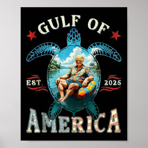 Retro Trump Turtle Gulf of US America Est 2025 Poster