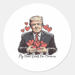 Retro Trump Valentine, mein Herz schlägt für Ameri Runder Aufkleber