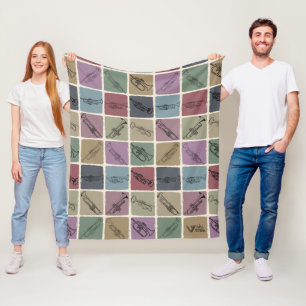 Retro Trumpet Lover Blanket Vintage Trumpet Fleecedecke