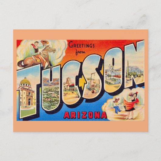 Retro Tucson Arizona Postcard Postkarte (Vorderseite)