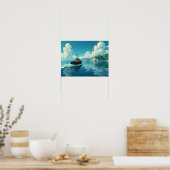 Retro Tugboat Nautical Coastal Landscape Scenic Poster (Küche)