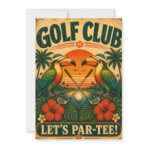 Retro-Tukan-Golfclub-Geburtstagseinladung