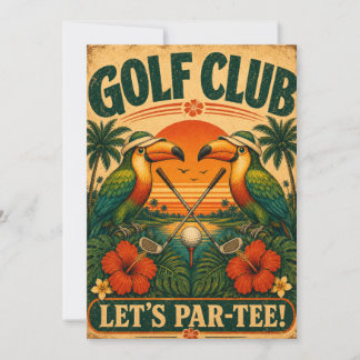 Retro-Tukan-Golfclub-Geburtstagseinladung Einladung