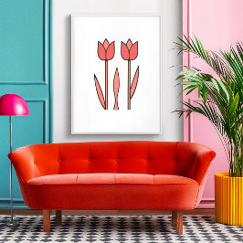Retro Tulip Duo - Fett florale Einfachheit Poster