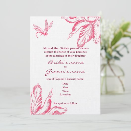 Retro Tulip Einladung (Stehend Vorderseite)