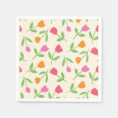 Retro Tulip Flowers pattern in orange pink and red Serviette (Vorderseite)