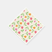 Retro Tulip Flowers pattern in orange pink and red Serviette (Ecke)