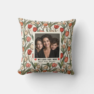 Retro-Tulpen-Blumen-Hund-Muttertag Kissen