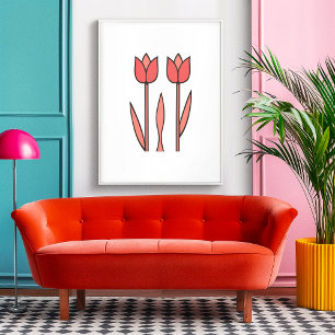 Retro-Tulpen-Duo – Kühne florale Schlichtheit Poster