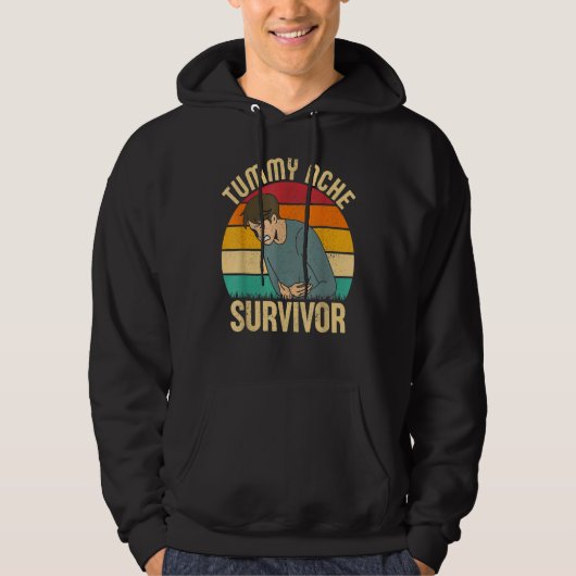 Retro Tummy Ache Survivor Stomachache  Men Women Hoodie (Vorderseite)
