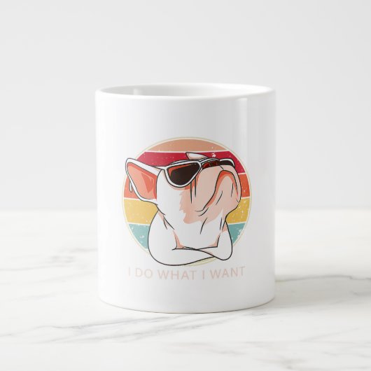 Retro tun, was ich Französisch Bulldog Funny Gewol Jumbo-Tasse (Vorderseite)